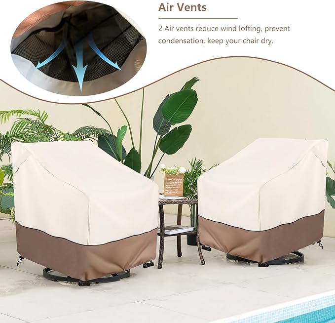 Patio Swivel Chair Cover 4 Pack,Waterproof Heavy Duty Outdoor Chair Covers,Outdoor Swivel Chair Cover for Patio Furniture Covers(30 W x 34 D x 38.5 H inches),Beige & Brown