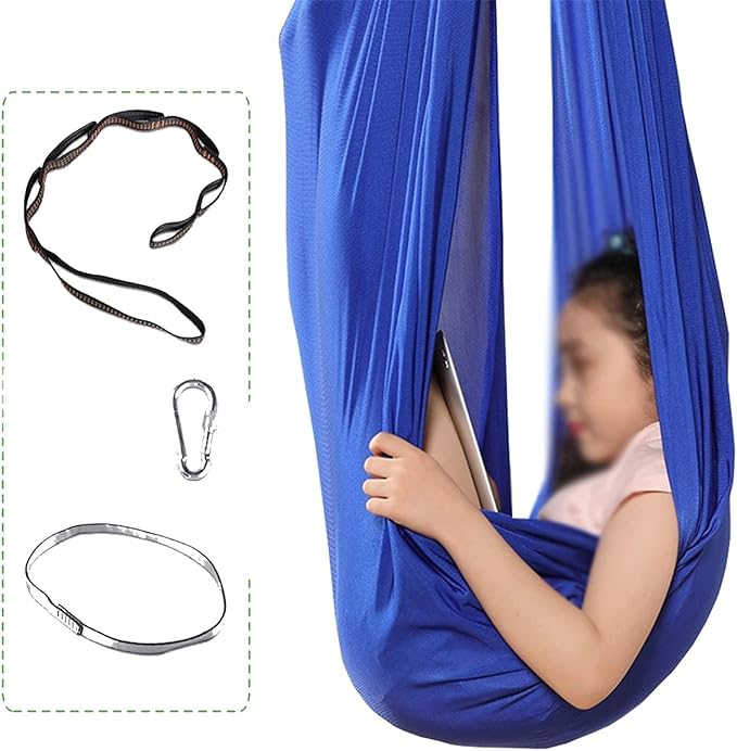 Physical Therapy Swing for Sensory Indoor, Kids and Teens More Special Needs, Cuddle Hammock Autism, ADHD, Aspergers and Integration Snuggle (Color : Royal Blue, Size : 100x280cm/39x110in)