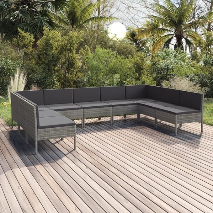 Patio Lounge Set with Cushions,Sofa Set,Conversation Patio Furniture,Outdoor Seating Set,for Garden, Poolside, Backyard Poly Rattan Gray