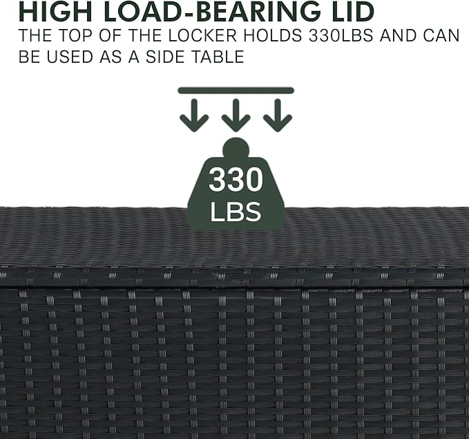 Grand patio Outdoor Storage Box 108 Gallon Wicker Storage Box for Garden Tools Pool Accessories Patio Furniture Cushions, Small Black