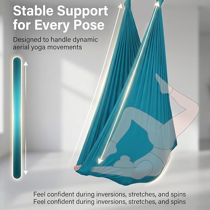 Dark Green Aerial Yoga Hammock, 400×180 Cm Flexible Silk Swing, Ideal for Relaxation and Stress Relief for Sports Enthusiasts
