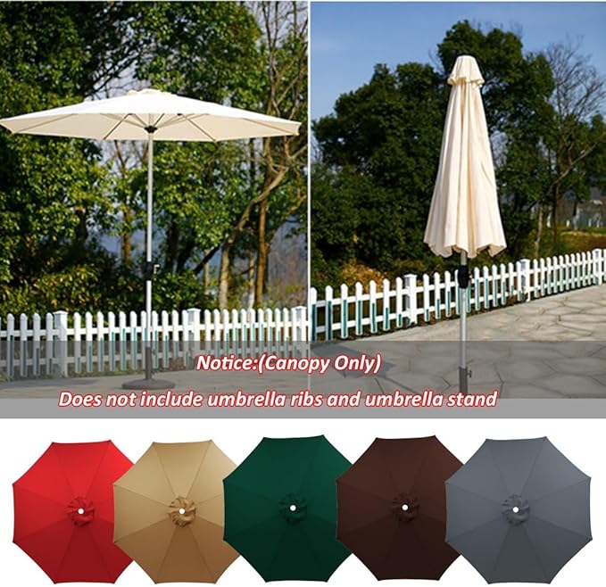 Patio 10FT Umbrella Replacement Canopy Garden Sun Umbrella Replacement Cloth With 6 Ribs/8 Ribs For Outdoor Backyard Pool Umbrellas Cantilever Parasols Replacement Covers