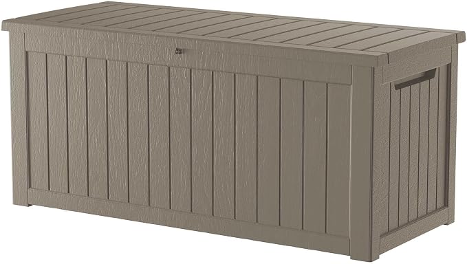 Outdoor Storage Deck Box, Large Patio Container for Garden Tools, Cushions and Yard Accessorie.Lockable Waterproof Resin Weatherproof Storage Container (Light Brown, 280 Gallon)