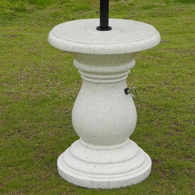 Patio Umbrella Side Table, Heavy Duty Outdoor Umbrella Stand, Umbrella Holder for Garden Backyard Lawn Poolside Deck, White