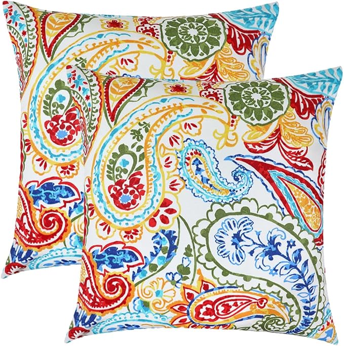 FUNHOME Outdoor Throw Pillows 18x18 inch,Decorative Throw Pillow with Insert Set of 2,Water Resistant Pillow for Patio Furniture Sofa Couch Chair(Phoenix)