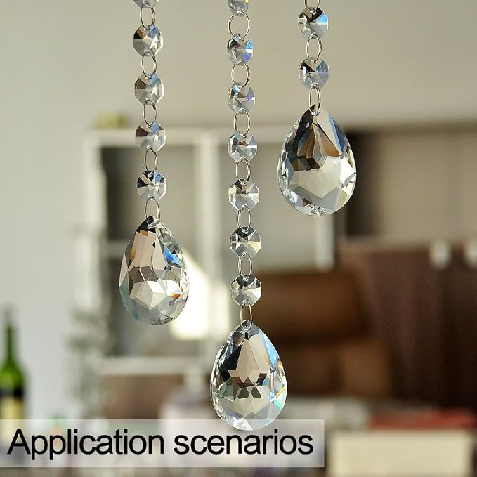 10 Pcs 50mm Clear Crystal Teardrop Pendants Chandelier Parts | Clear Crystal Teardrop Prisms Pendants 50mm Chandelier Replacement Parts Suncatcher for Lamp Window Wedding Garden DIY Decor