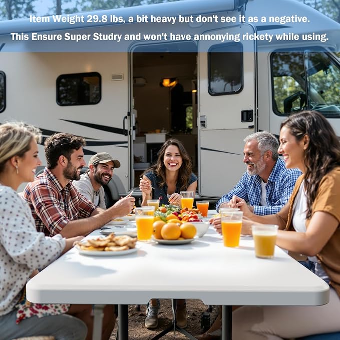 VTOY 6FT（30"x72"） Folding Table, Indoor Outdoor Heavy Duty Table with Carrying Handle,Portable Plastic Fold up Table for Picnic/Party/Camping/Office/School