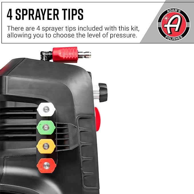 Adam's Pressure Washer 3.0 Upgrade Kit- Powerful Car Washing Pressure Sprayer, Includes Snub Nose with Swivel & 30ft Hose |1260 PSI & 1.6 GPM| Clean Your Car, Truck, House, Sidewalk, Etc.