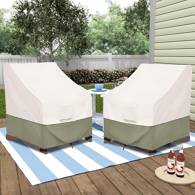 Bitubi Waterproof 4 Pack Patio Adirondack Chair Cover for Outdoor Chair Size Up to 35W x 37D x 36H inch,Outdoor Lawn Patio Furniture Covers (Beige)