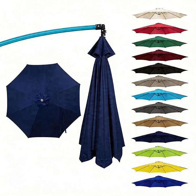 11FT Cantilever Patio Umbrella Replacement Canopy Outdoor Large Round 8 Ribs Length 64" to 66" (Canopy Only) Waterproof & UV