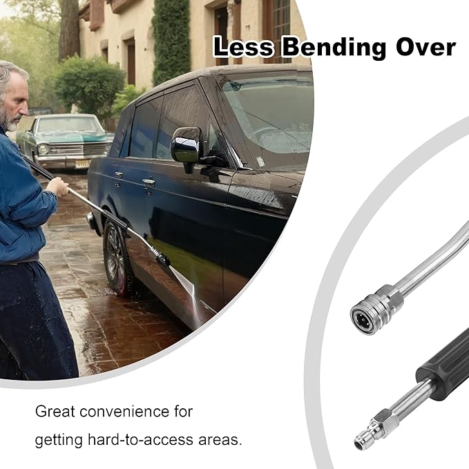Raincovo Pressure Washer Extension Wand, Anti-Slip Grip Power Washer Lance for Car Washing, Curved Angled and Straight Wand Replacement, 2 Pack, 1/4'' Quick Connect