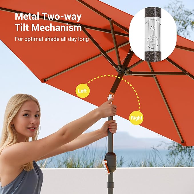 7.5ft Outdoor Umbrella Patio Umbrella,2-Year-Non-Fading,Table Market Patio Umbrella with Push Button Tilt and Crank,for Pool, Deck, Garden,Backyard