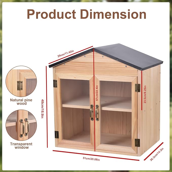 Outdoor Library Book Box - Outdoor Wood Cabinet Library Boxes,Literature Exchange Kit Outside Book Storage for Public Spaces Schools Community Neighborhood