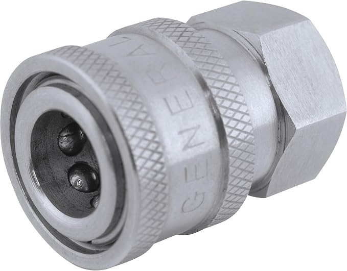 General Pump Pressure Washer Quick Coupler - 1/4in. Inlet, 5000 PSI, Stainless Steel, Model Number ND10072P