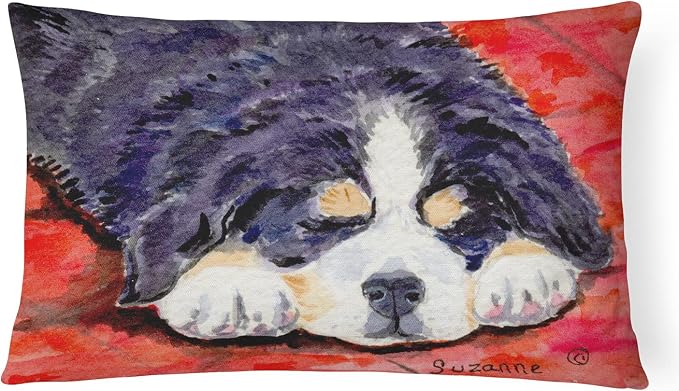 Caroline's Treasures SS8828PW1216 Bernese Mountain Dog Canvas Fabric Decorative Pillow Machine Washable, Indoor Outdoor Decorative Pillow for Couch, Bed or Patio, 12HX16W