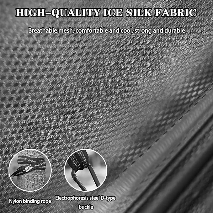 Summer Breathable Ice Silk Hammock, Outdoor Portable Double Hanging Bed, Park Leisure Swing with Straps, Load Bearing 300kg/661.4lbs(Blue-Grey)