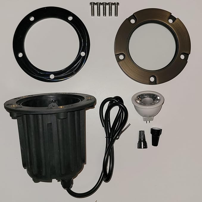 Ironsmith Lighting In-Ground Well Light Fixture & Kits – Solid Brass Cover, Bronze Housing, LED or Halogen Compatible, Low Voltage 12V (Housing and Open Window Cover Kit | with 5W LED)