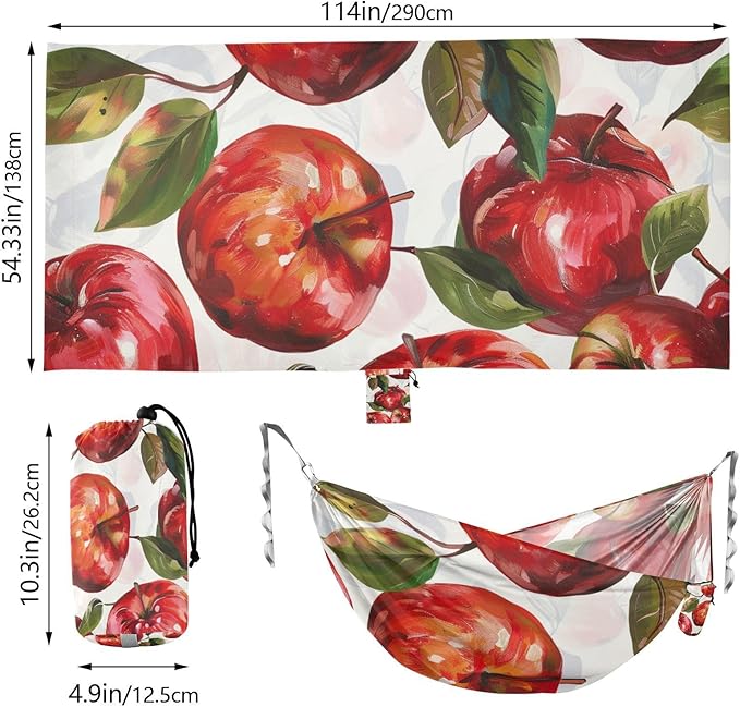 Oil Painting Feeling Red Fruit 330lb Capacity Hammocks Portable Hammock for Outside Patio Garden hamaca de Algodon para Jardin