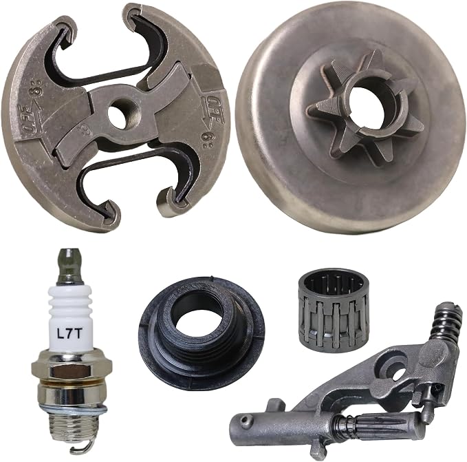 Clutch Drum Sprocket .325 7T Assembly Oil Pump Worm Gear kit for Husqvarna 455 455E 460 Rancher 461 Jonsered CS2255 Chainsaw Replacement Parts 537291702 537291604 537110503 537105504 537252901