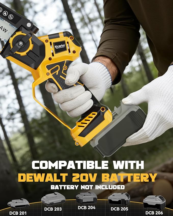Ecarke Mini Chainsaw Compatible with Dewalt 20V, 8 Inch & 6 Inch Cordless Chain Saw Brushless, Electric Hand Tree Saw 2-IN-1 for Garden Tools, Branch Wood Cutting, Tree Trimming, Man Women (Tool Only)