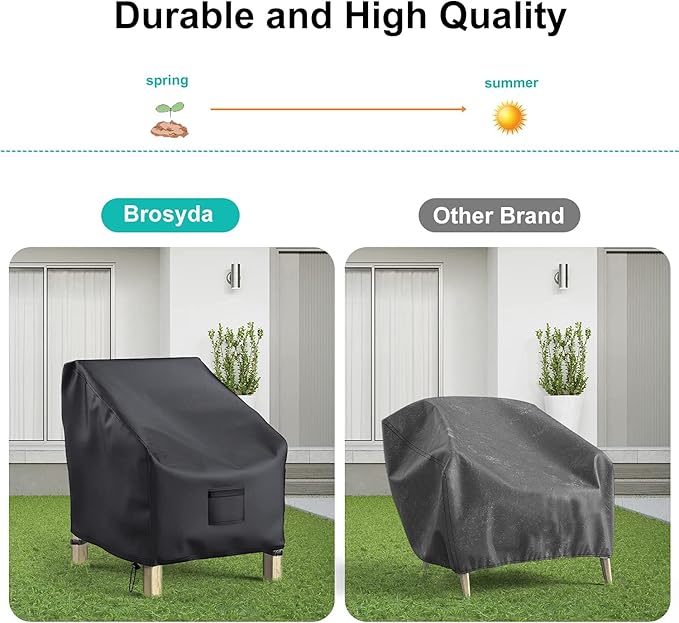 Patio Chair Covers for Outdoor Furniture Waterproof 2 Pack, Lawn Chair Covers 600D Heavy Duty Oxford Cloth, Large Covers for Lounge Lawn Deep Seat Black 30" W×27" D×36" H