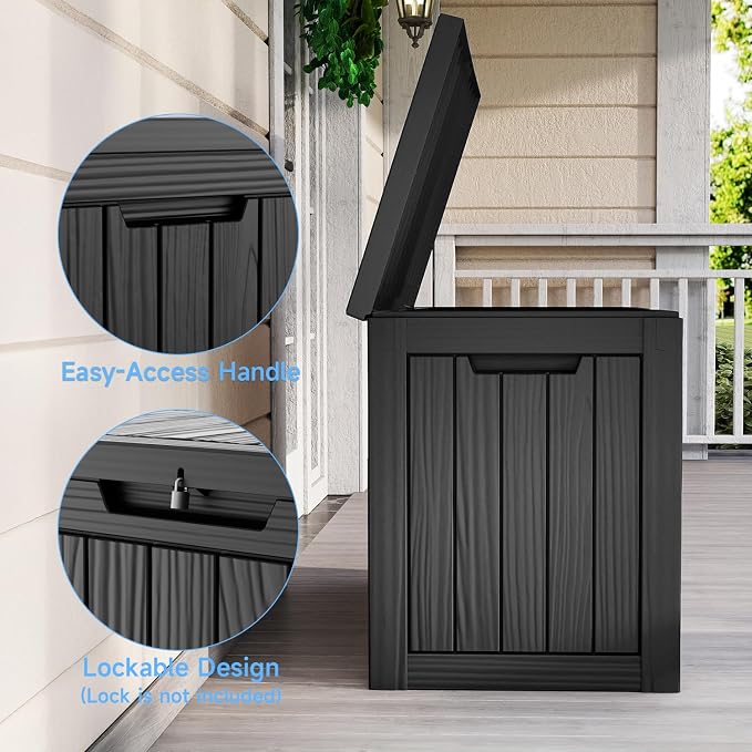 ROJIK 54 Gallon Outdoor Deck Box, Resin Waterproof Storage Box, weatherproof Deck Boxes Outdoor, Sturdy Deck Box for Furniture Cushions & Gardening Tools (Black)