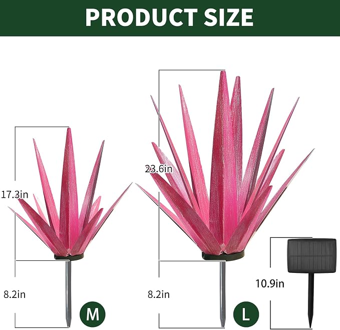 KODIBO Large Metal Agave Plant Outdoor Decor with Solar Light, Dark Blue | IP65 Waterproof Solar Light, Rust-Resistant Metal,Tequila Rustic Sculpture, Outdoor Garden Decor, Gifts for Garden Lovers
