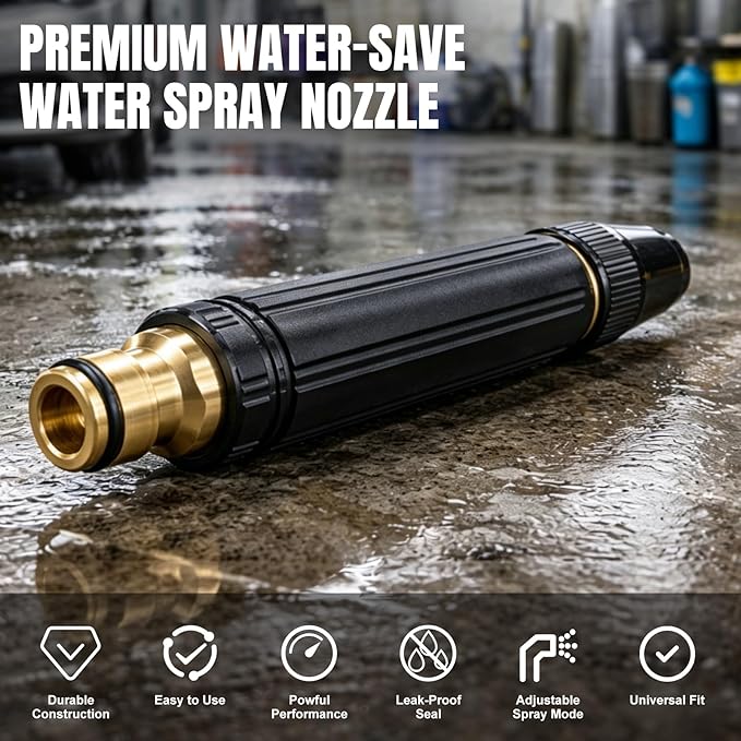 High-Pressure Water Hose Nozzle with Quick Connect Adapters, Metal Garden Hose Sprayer Nozzle, Pressure Washer Nozzle, Adjustable Water Gun for Car Wash, Lawn, Patio Cleaning