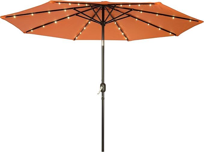 Trademark Innovations Deluxe Solar Powered LED Lighted Patio Umbrella - 9'