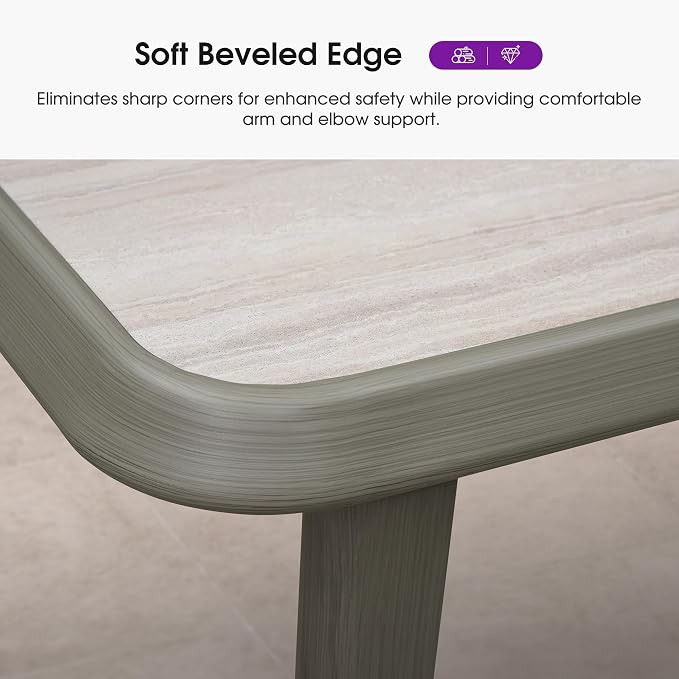 PURPLE LEAF Bar Height Table Patio Square Table Dining Coffee Kitchen Breakfast Bistro Outdoor Pub Bar Table for Garden Balcony, Light Grey
