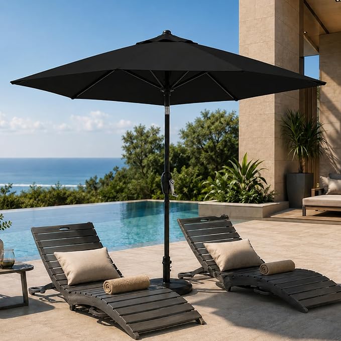 7.5ft Patio Umbrella, Outdoor Table Market Umbrella with Smooth Crank Lift, 6 Windproof Fiberglass Ribs, UPF50+ UV Protection for Deck, Pool, Garden and Backyard