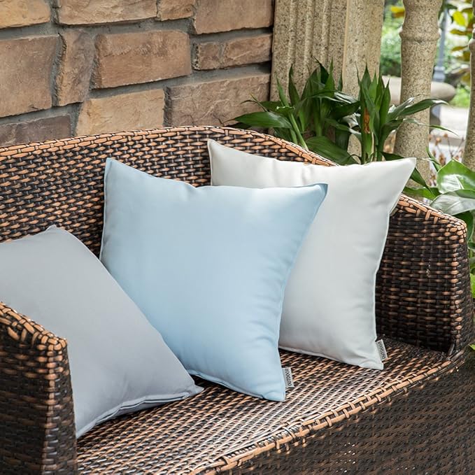MIULEE Pack of 2 Decorative Outdoor Waterproof Pillow Covers Square Garden Cushion Sham Throw Pillowcase Shell for Spring Patio Tent Couch 18x18 Inch White