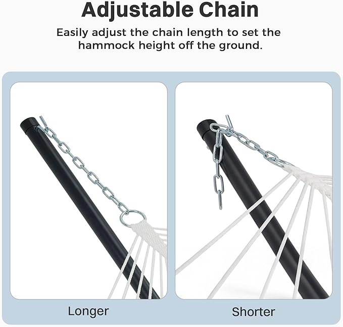 SUPERJARE Curved-Bar Hammock with Stand, 2 Person Heavy Duty Hammock Frame, Detachable Pillow & Portable Carrying Bag, Perfect for Outdoor & Indoor, Holiday Voyage Stripe