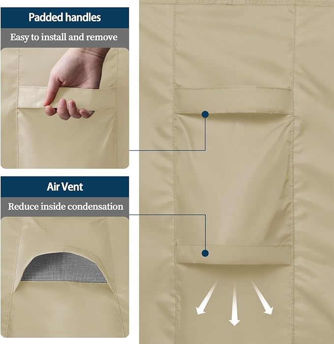 Easy-Going Rectangle Patio Furniture Cover Waterproof Outdoor Dining Table and Chair Cover Anti-UV Outside Sectional Sofa Set Covers (88"L x 58"W x 28"H, Camel)