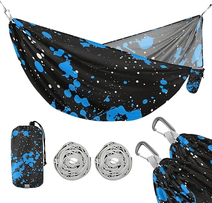 Blue and Black Ink Painting 330lb Capacity Hammocks with Portabl Carry Bag Portable Hammock for Outside Beach Patio Garden Base para hamaca