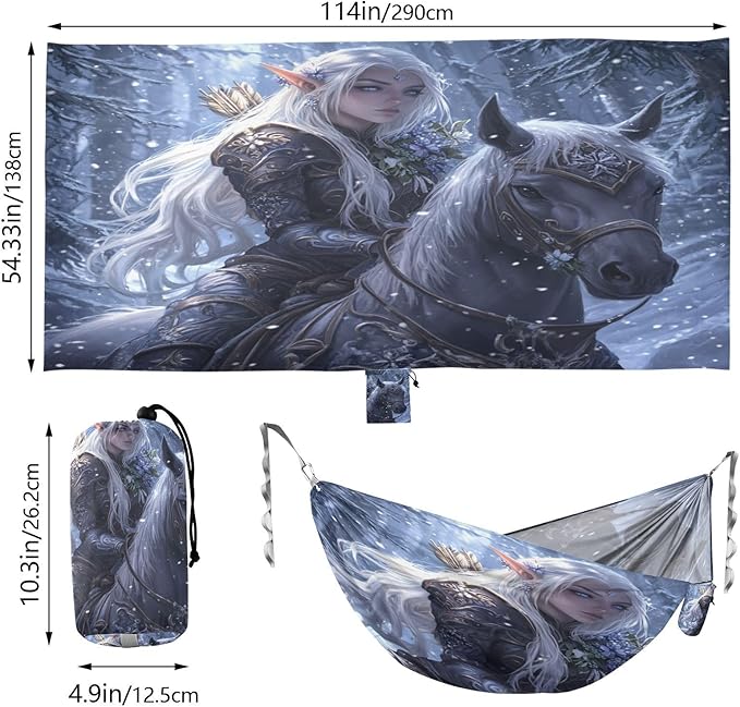 Archers Game Anime Girl Outdoor Hammock with Portabl Carry Bag Backyard Hammock for Outside Patio Garden