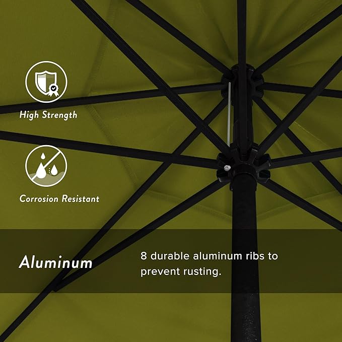 California Umbrella 7.5' Rd Aluminum Patio Umbrella, Crank Lift, Auto Tilt, Black Finish, Kiwi