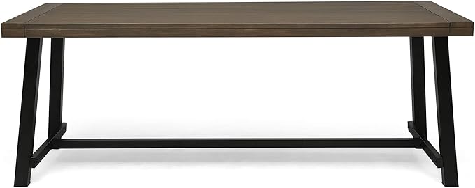 Christopher Knight Home Beau Outdoor Eight Seater Wooden Dining Table, Gray and Black Finish