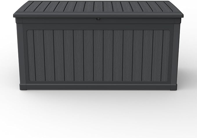 260 Gallon Large Outdoor Storage Deck Box, Double-Wall Resin Patio Container for Cushions, Garden Tools & Pool Accessories, Lockable, Weather-Resistant, Doubles as Bench, Black