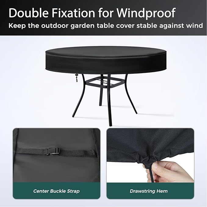 SUNICO Outdoor Round Table Cover 36" Dia, Patio Table Cover Round for Patio Circle Coffee Table & Tea Table & Picnic Table.Windproof, Waterproof, Stain-Resistant, Durable Table Cover