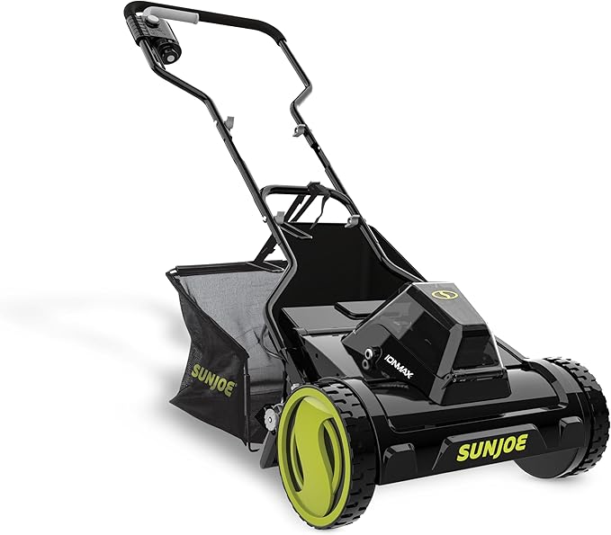 Sun Joe Cordless Electric Push Lawn Mower with 11.9-Gal Bag, 15-Inch Cutting Width, 360W Motor - Heavy-Duty Yard Trimmer for Gardening Care and Maintenance, IONMAX 24V-CRLM15
