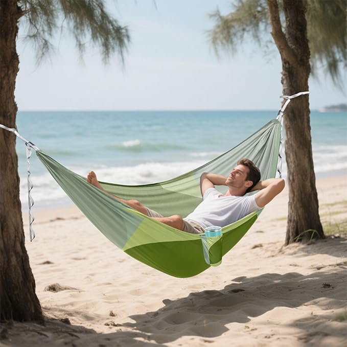 Green Leaf Camping Hammocks with Hanging Rope Hammock for Outside Essentials