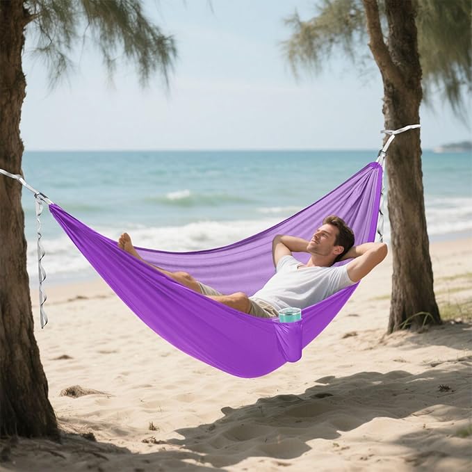 Deep Purple Solid Color 330lb Capacity Camping Hammock Hanging Hammock for Patio Backyard Lounge Base hamaca de Algodon para Jardin