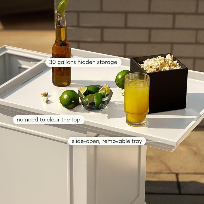 Veradek Brixton Tray Table - 2-in-1 Outdoor Side Table with Storage and Tray for Patio/Porch | Durable All-Weather Resistant | Classic & Functional