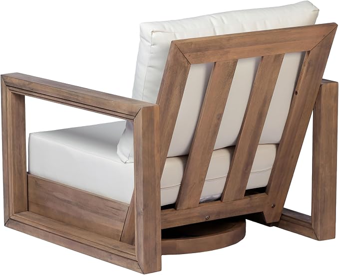 Christopher Knight Home 5-Piece Patio Furniture Set, Acacia Wood Outdoor Patio Sofa Set with 2 Swivel Rocking Chairs, 3-Seater Couch, Coffee Table & Side Table, Deep Seat Patio Conversation Set, Brown