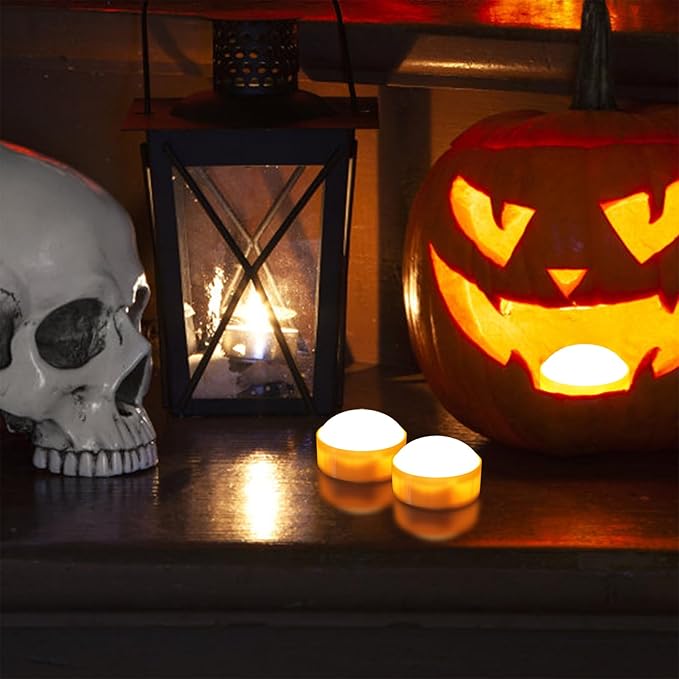3 Pack Halloween Pumpkin Lights with Remote and Timer, Bright Flickering Battery Operated LED Light Flameless Candle Set for Pumpkin Décor Jack-O-Lantern Halloween Party Home Decorations, Orange Color