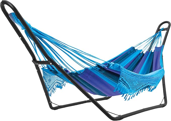 GarveeLife Heavy-Duty Steel Hammock Stand, 110 * 35 * 45 in for 2 People, Portable Design, for 9.5 to 14 ft Hammocks, Ideal for Outdoor Balconies, Porches, Patios, Decks and Backyards