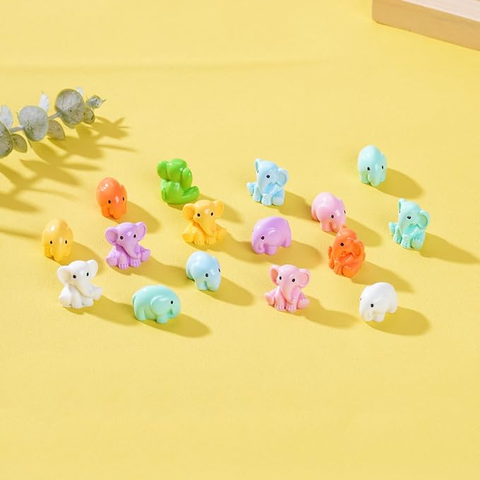 48 Pieces Small Elephant Figurine, 8 Colors Miniature Animal Figurines Tiny Resin Elephants to Hide for Landscape Garden DIY Craft Home Decor