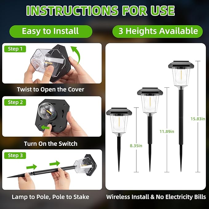 16Pack Solar Pathway Lights Outdoor, LED Solar Lights Outdoor Waterproof, Garden Light Solar Powered, Stake Landscape Lighting for Outside Yard Driveway Walkway Sidewalk Path Lawn Patio Garden Decor