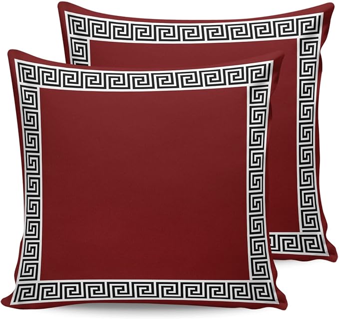 Prime Leader Outdoor Waterproof Pillow Covers Set of 2, Chinese Style Pattern Red Background Patio Throw Pillow Covers, Decorative Cushion Case for Couch Sofa Furniture Garden, 18x18 Inch